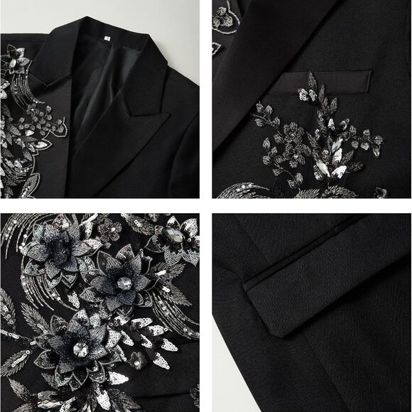 Elegant Men's Slim Fit 2-Piece Tuxedo Suit in Black - Sizes X-Large Available - Picture 5 of 6